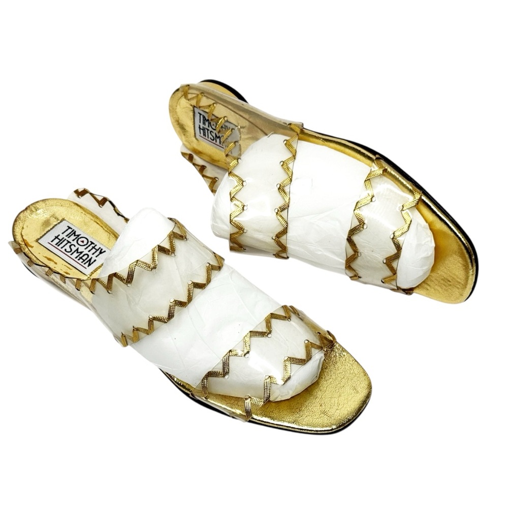 Vintage TIMOTHY HITSMAN‎ Gold Leather Sandals Size 9 Made in Spain